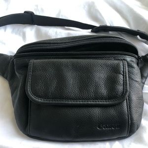 Canon Black Leather Fanny bag